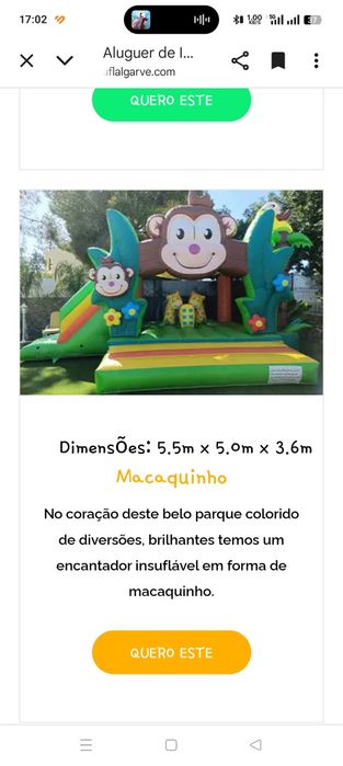 Aluguer insufláveis