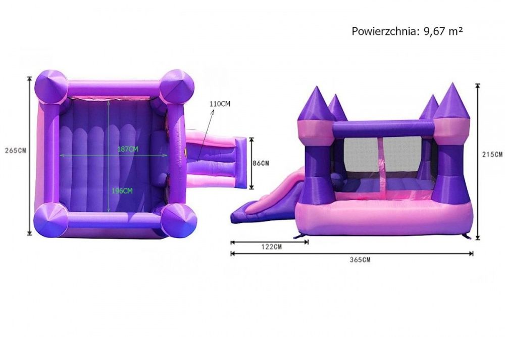 Dmuchany zamek ze zjeżdżalnią dmuchaniec - różowy