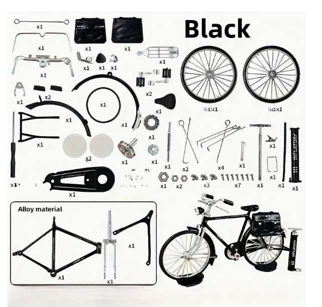 Modelo de Bicicleta de 19cm para Montar, Simulação de Liga.