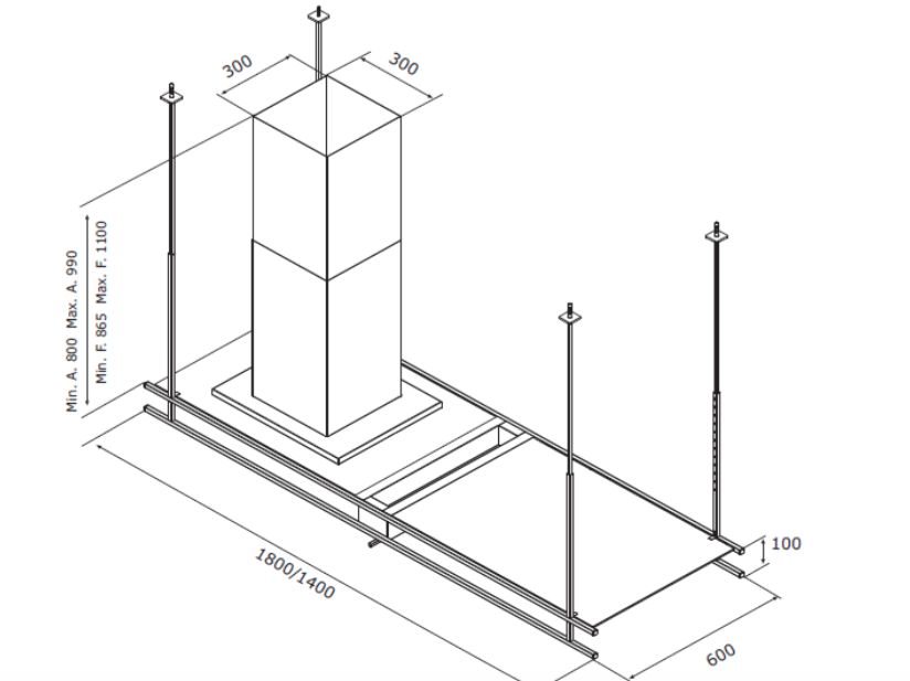 Nowy okap wyspowy 140 cm, czarny mat