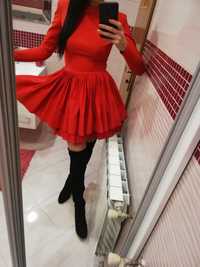 Czerwona sukienka Lou 34 xs xs/s 36 s komunia wesele poprawiny