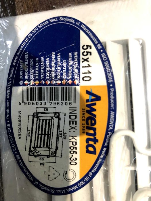 Kratka wentylacyjna Awenta  KP 55-3055 x 110 mm i INNE Nowy Sącz/Krk