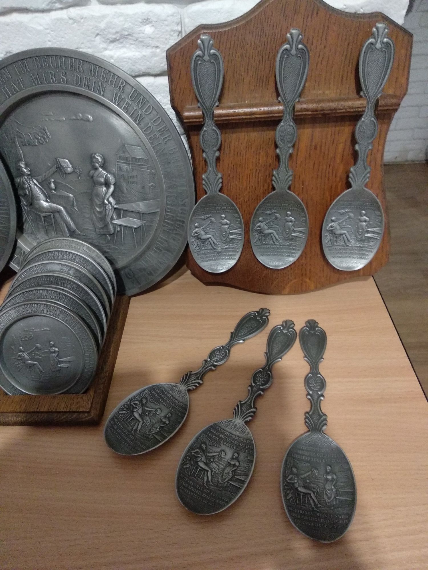 Коллекция , набор посуды из олова