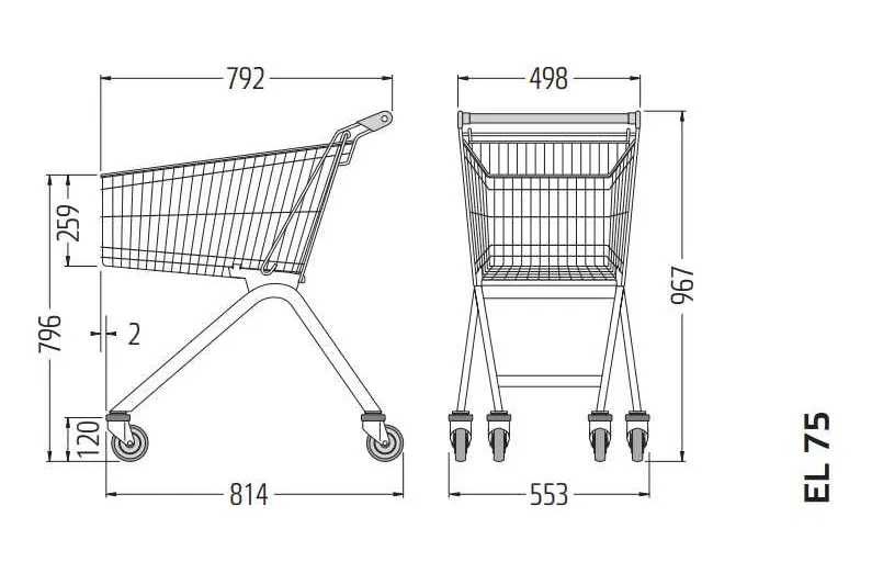 PROMOCJA 75PLN mały wózek sklepowy marketowy WANZL EL 75 / 75 ltr