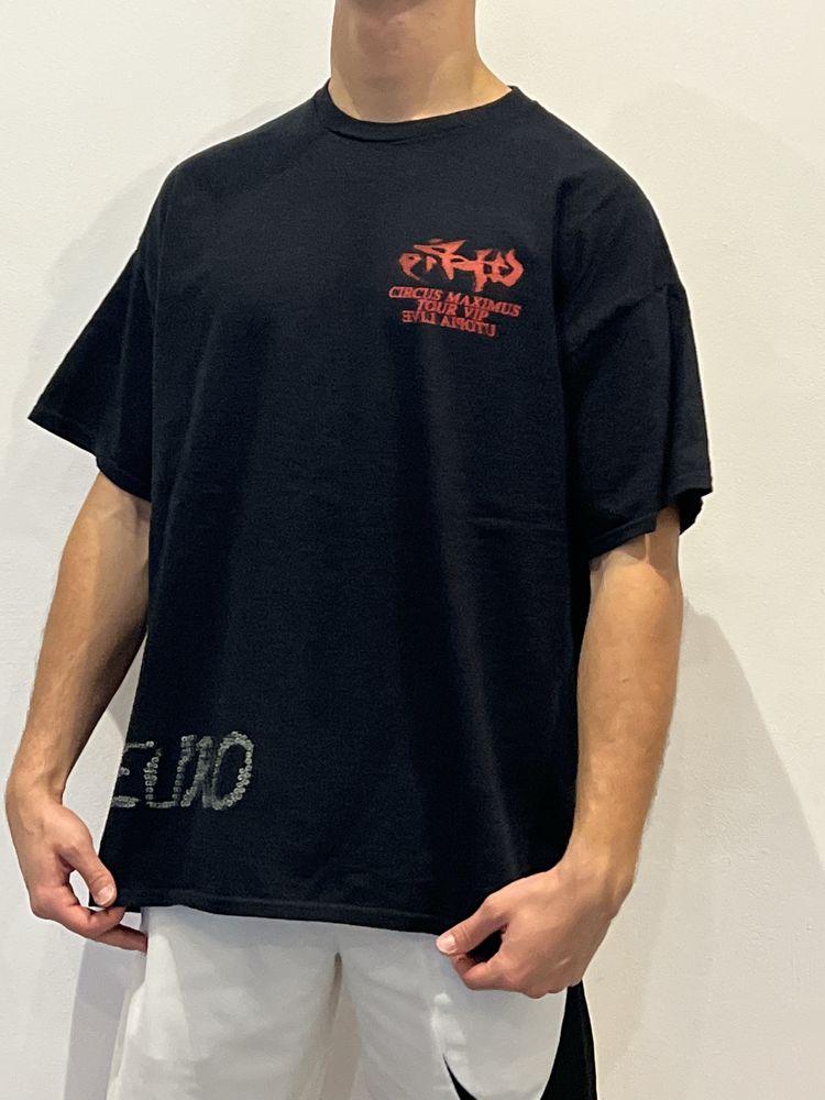 Travis Scott merch z koncertu koszulka z krótkim rękawem nowa czarna