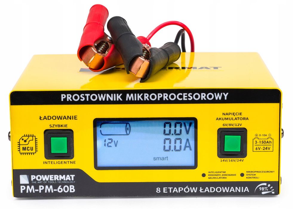 Prostownik MIKROPROCESOROWY Akumulatorowy 6V/8V/12V/14V/16V/24V