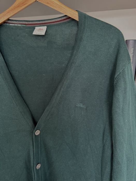 Kardigan męski S.Oliver zielony butelkowa zieleń cardigan w serek xl