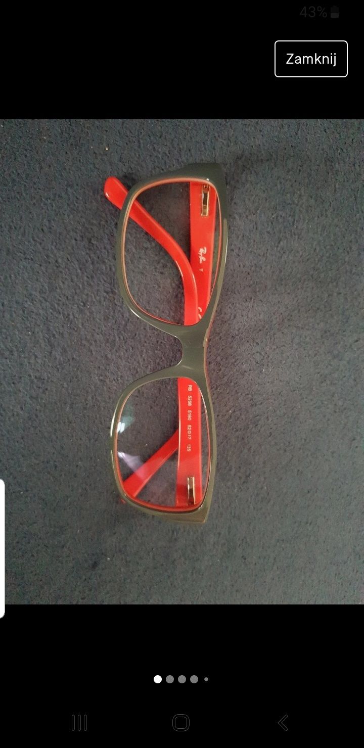 Oprawki okularów Ray Ban, czerwono, szare, okulary