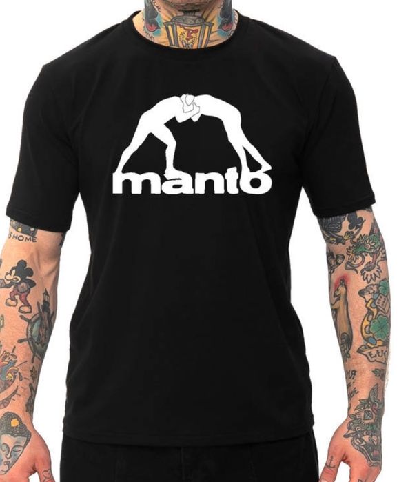 Футболки мужские MANTO манто черная белая с борцами ММА BJJ UFC