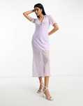 Asos Design 42 Xl Zwiewna Sukienka Midi Szyfonowa Lilac D184