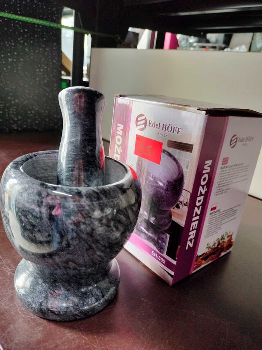 MOŹDZIERZ granitowy kamienny kuchenny DO PRZYPRAW ZIÓŁ z tłuczkiem