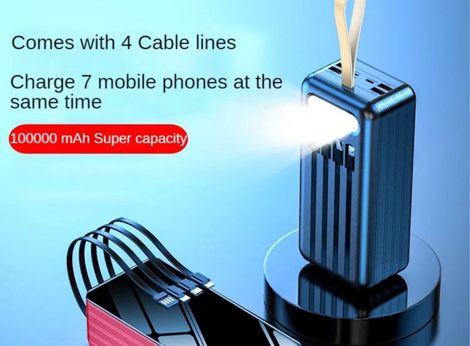 Павербанк Power bank 4 роз'єми I-Battery 100000 mAh 1,2кг