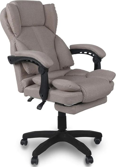 Ergonomiczne krzesło biurowe, fotel szefa z podnóżkiem.