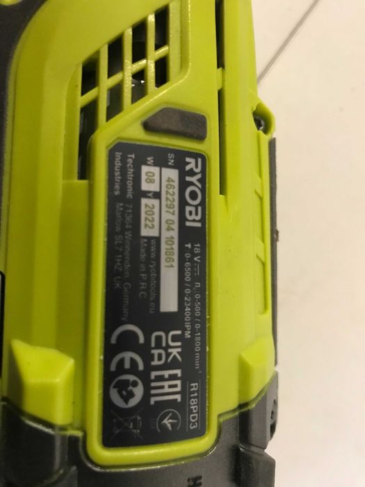 Шуруповерт Ryobi ONE+R18PD3 акумуляторний комбінований дриль з Англії