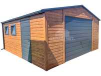 Garaż Blaszany 5X5M Brama Drewnopodobny Antracyt Dach Dwuspadowy Ts880
