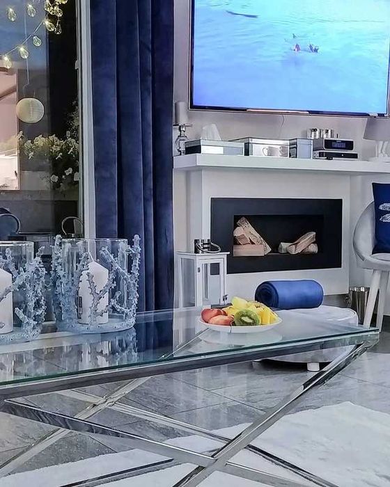 Home&you nowy komplet 2 szt zasłon Como niebieskie ( granatowe )