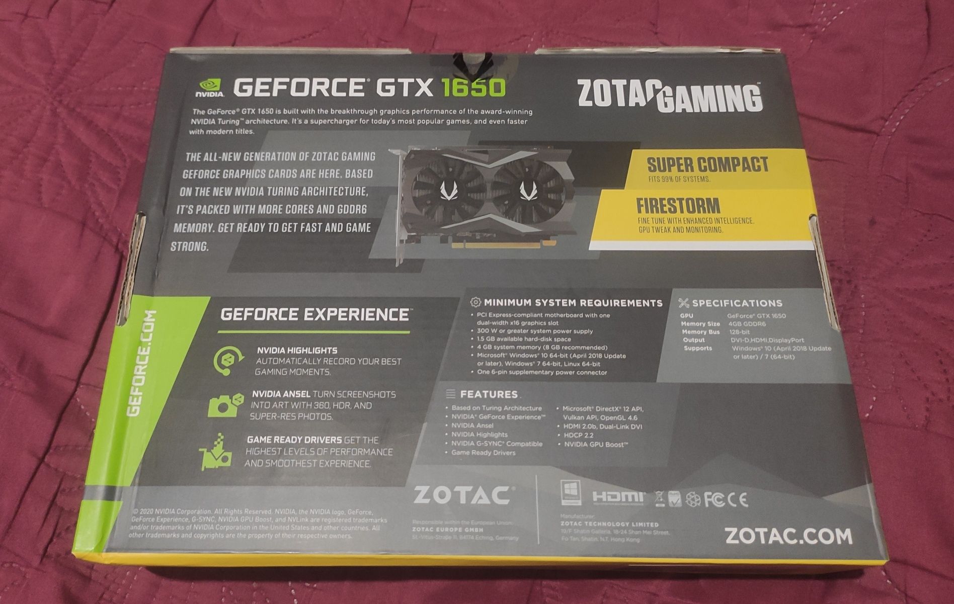 Відеокарта ZOTAC GeForce GTX 1650 4GB GDDR6 AMP Core (ZT-T16520J-10L)