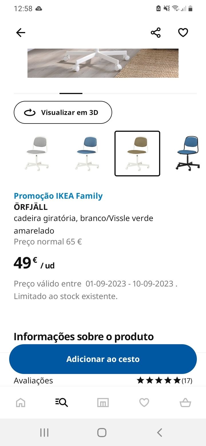 Cadeira escritório ikea