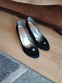 Buty damskie czarne na obcasie szpilki pantofle czółenka 39 obcas 8cm
