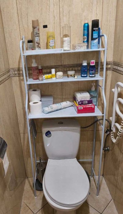 Półka nad toaletę/pralkę – metalowa, biała, 3 poziomy