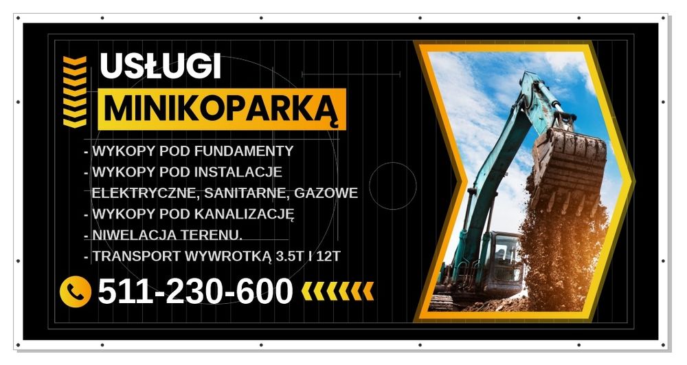 Minikoparka Usługi Roboty ziemne wykopy przyłącza ogrody