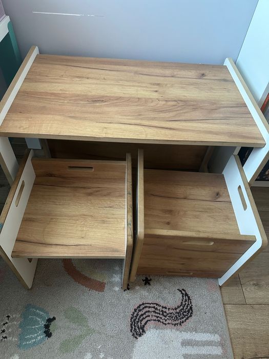 Stolik z 2 krzesełkami 3w1 biało-dębowy TB-320 Dla dzieci