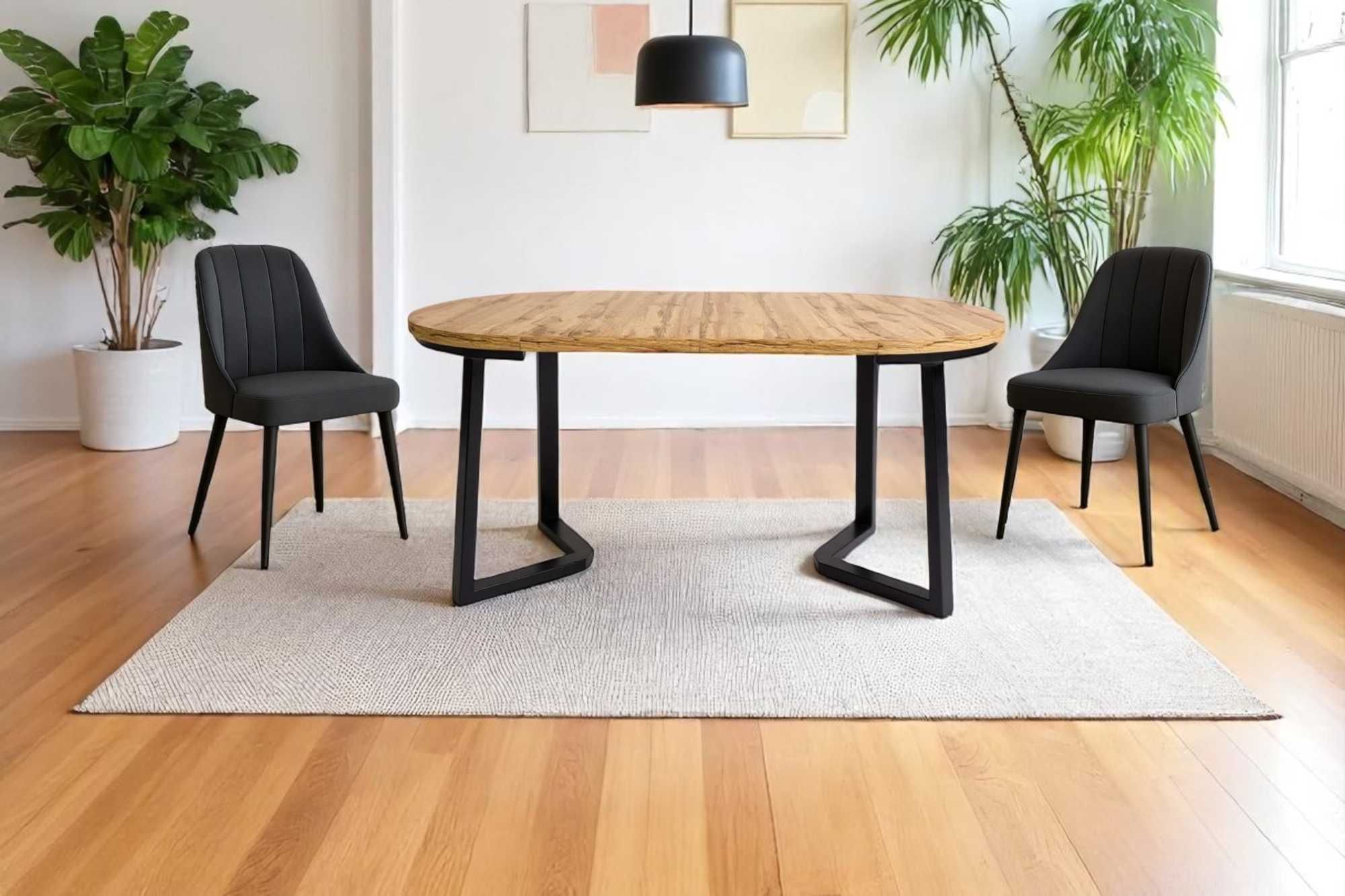 stół okrągły rozkładany 100/200 LOFT z ramą nogi metal|SALON|JADALNIA