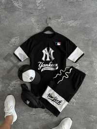 Летний мужской костюм New York Yankees Футболка Шорты Кепка Бананка