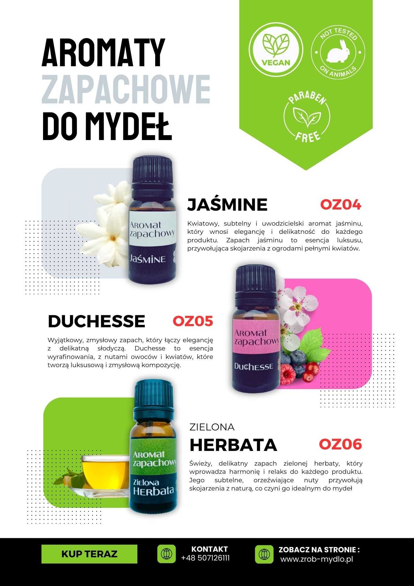 Aromat zapachowy do mydeł i kosmetyków JAŚMIN 10ml