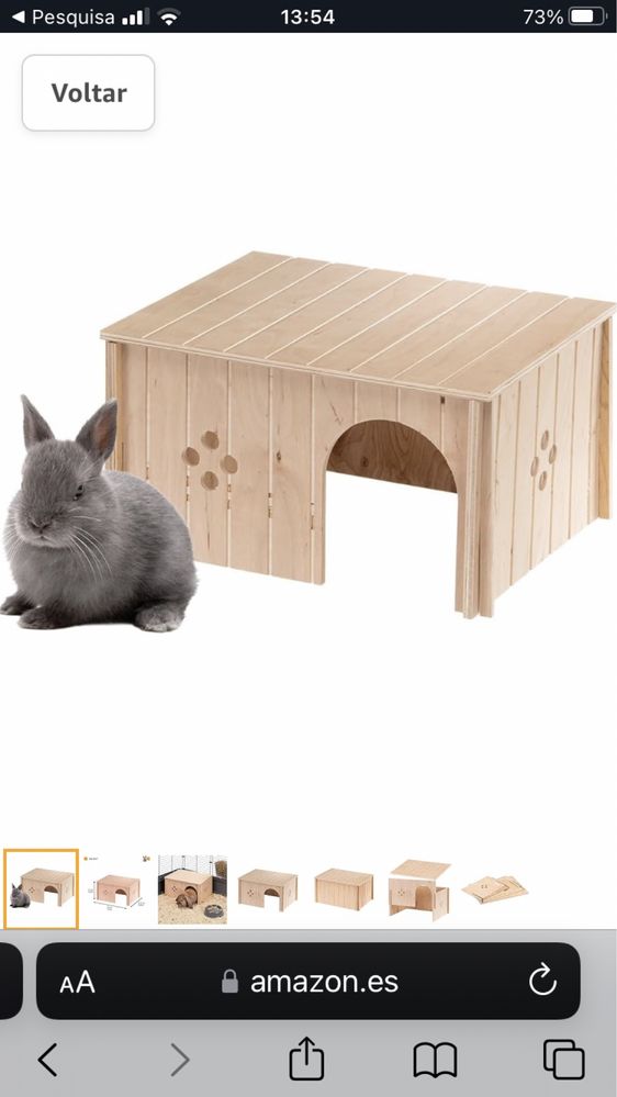 Casa nova de madeira para coelhos