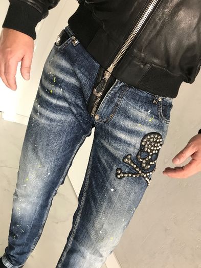 Philipp Plein Spodnie męskie i damskie boyfriend jeansowe