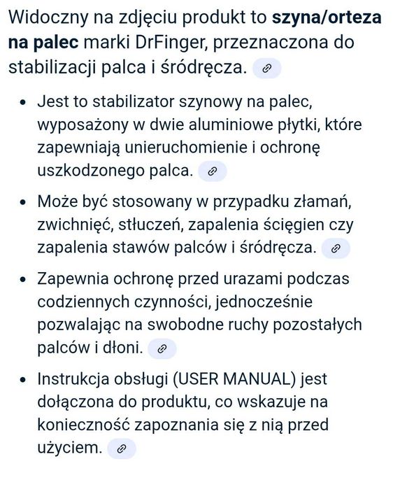 Orteza usztywniacz na palca