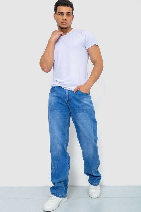 Джинси чоловічі з потертостями, колір блакитний