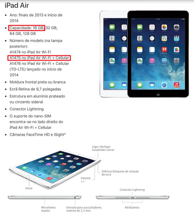 Apple iPad Air, modelo A1475