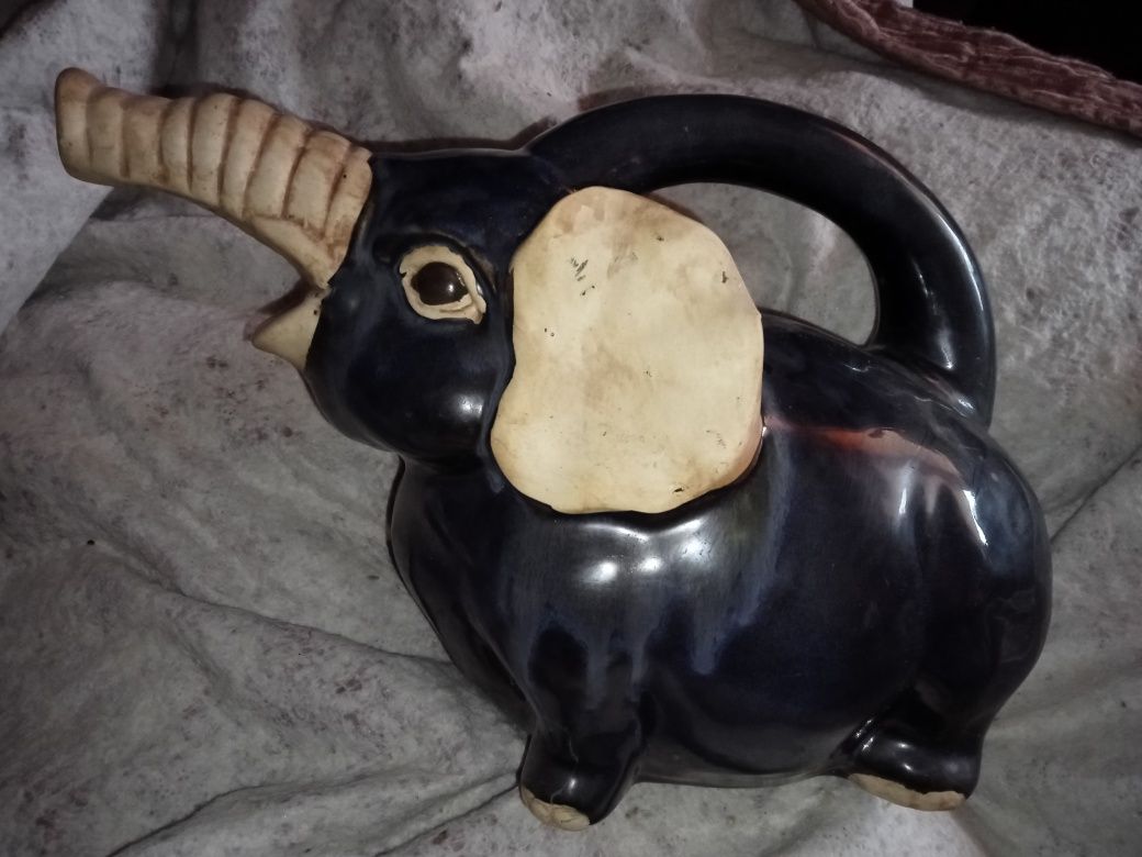 Stara konewka ceramiczna Słoń konewka ceramika szkliwiona lata 70te XX
