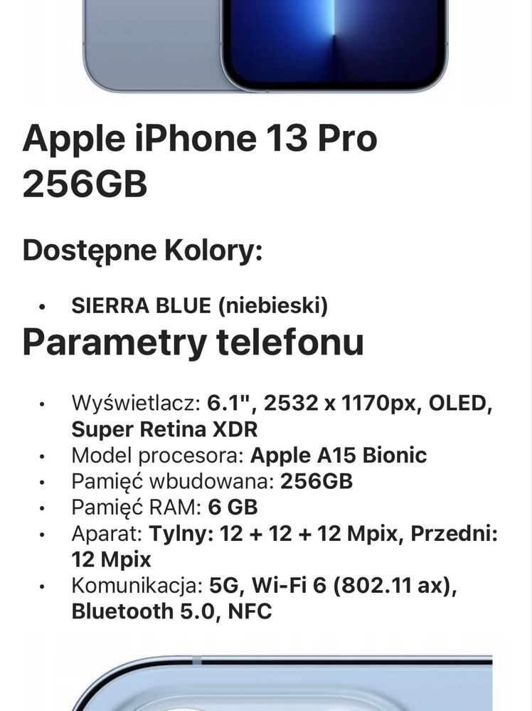 Iphone 13 pro niebieski linitowany kolor