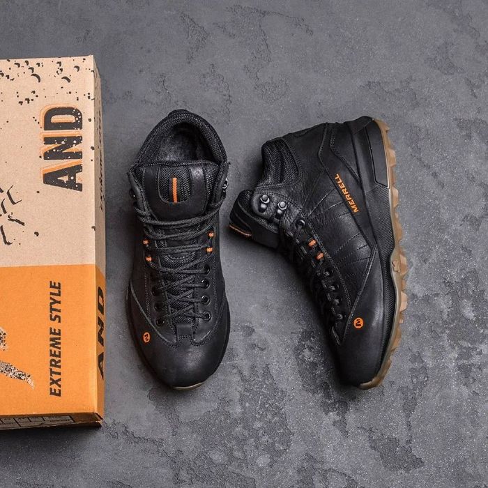 Кросівки чоловічі зимові шкіряні на хутрі Merrell GQ 40-45р Black Brow