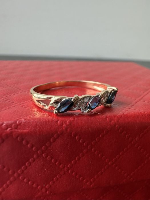 Кольцо сапфиры бриллианты, кольцо золотое 585, золото 585, колечко