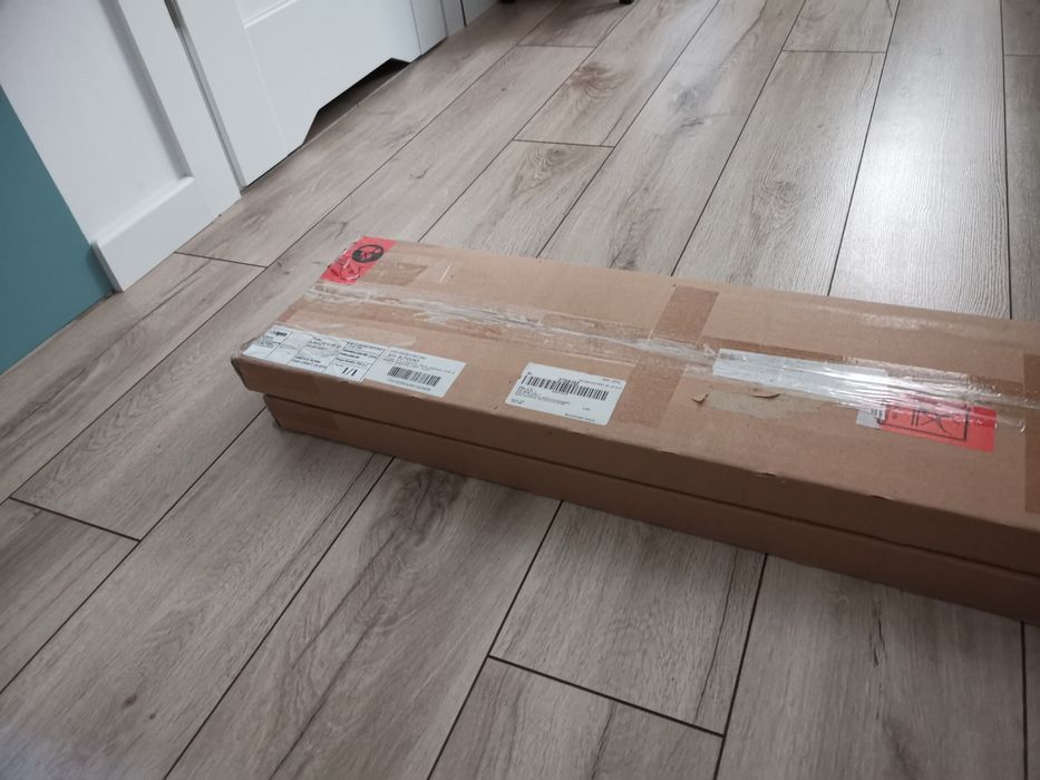 Półka wisząca ścienna Agata meble Lanzette D biało brązowe craft złoty