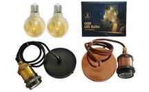 Lampy retro 2 szt z kablem + ciepłe żółte 2 szt żarówki E27 dekoracje
