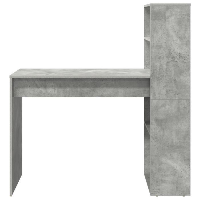 Biurko z przechowywaniem szary beton 113x54 cm