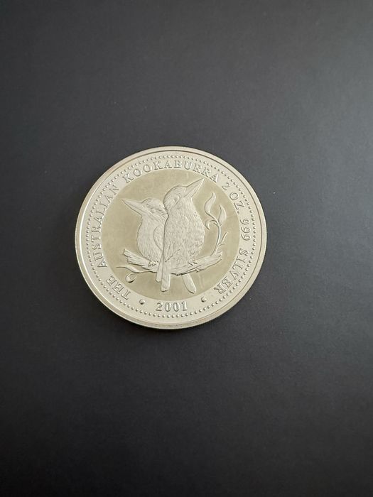 Moeda de 2 Onças de prata fina 0,999 Kookaburra (2oz) 2001
