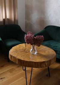 Stolik kawowy z plastra drewna dębowego żywica + lakier