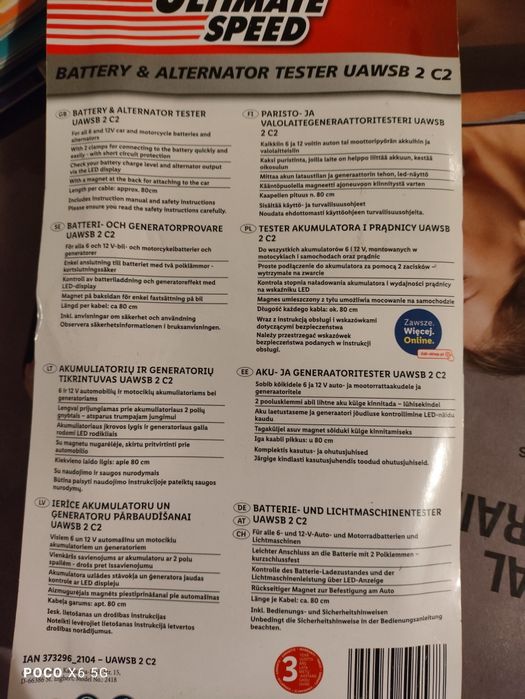 Tester akumulatora i prądownic nowy Ultimate Speed