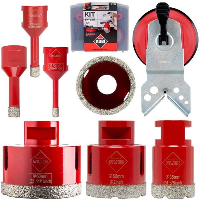 Zestaw otwornic koronek diamentowych Rubi dry gres