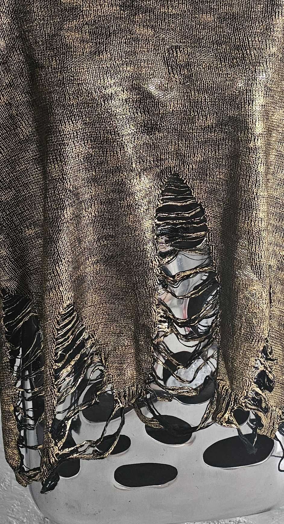Roberta Biagi sweterek włoski złoty szarpany roz Uni lużny
