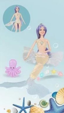 urocza lalka magiczna syrenka księżniczka złota rybka zabawka prezent