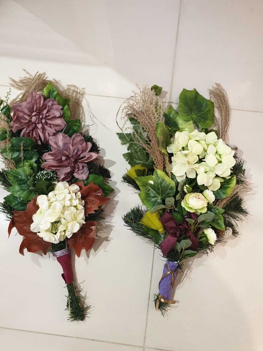 Dwa bukiety w komplecie, sztuczne kwiaty z naturą -  Tanio!