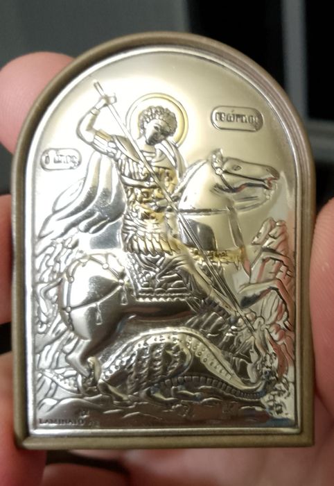 Икона Георгий Победоносец Silver Axion, Греция