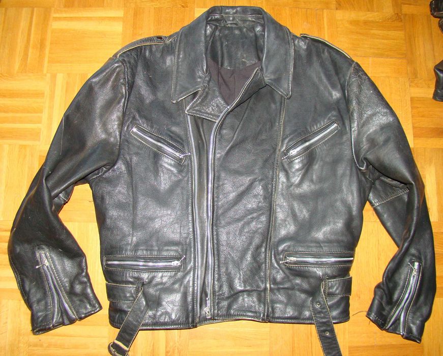 Krótka klasyczna ramoneska kurtka skórzana meska 50/52 M wzr 173